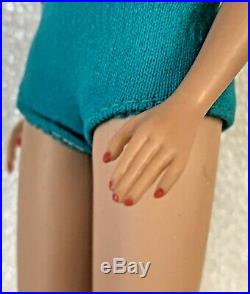 Vintage American Girl Brunette Side Part Barbie Doll w Box OSS Stand Pamphlet