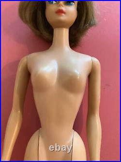 Vintage BARBIE 1965 Long Hair American Girl Doll Light Brown #1070 NUDE