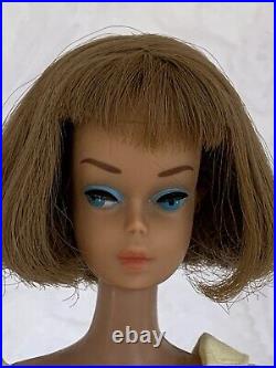 Vintage Barbie American Girl Long Hair wearing Yellow Sheath Dress