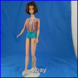 Vintage Barbie Doll AMERICAN GIRL Brunette Original Swimsuit Makeup Mattel 1960s