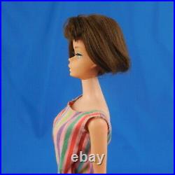 Vintage Barbie Doll AMERICAN GIRL Brunette Original Swimsuit Makeup Mattel 1960s