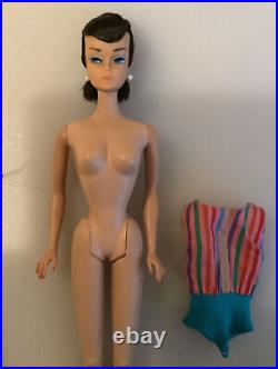 Vintage Barbie Doll American Girl Swirl Ponytail Brunette withOriginal Swimsuit