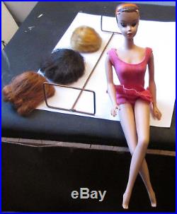Vintage Miss Barbie Sleep Eye Doll American Girl Bendable Leg Body W Wigs Stand